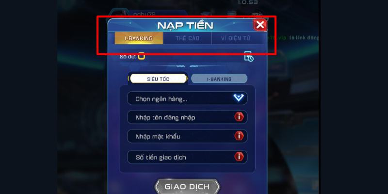 Tại trang chủ hãy tiến hành nạp tiền vào tài khoản Win79 - game bai online
